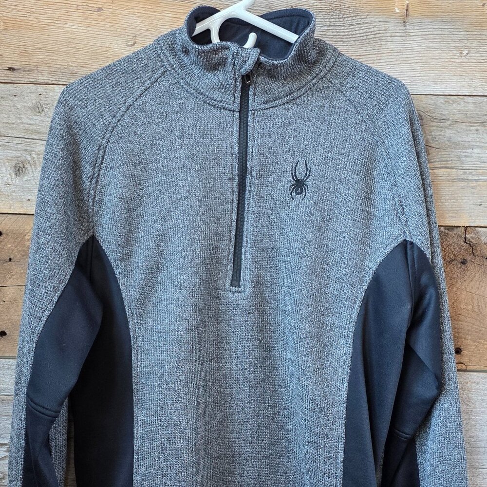 Spyder Gray/black Mens 3/4 Zip Pullover - Size L